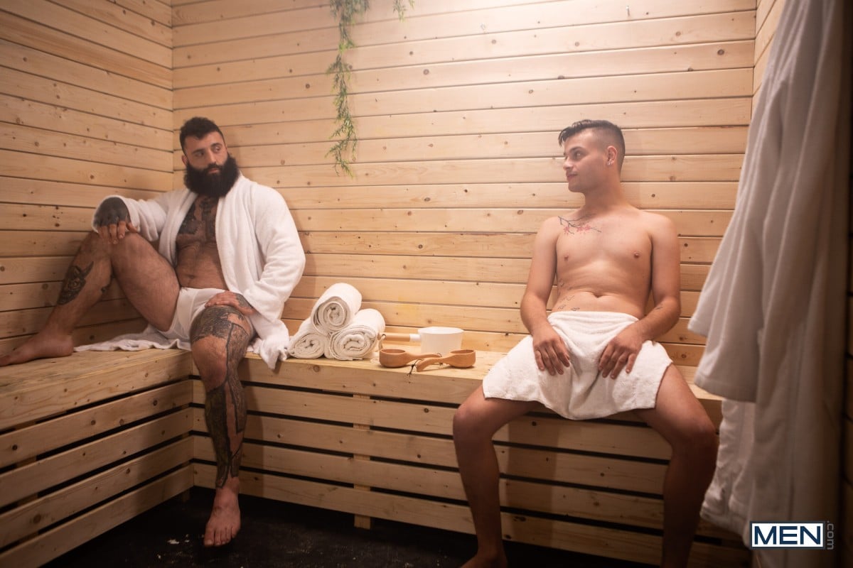 Featured image for “Markus Kage and Ryan Bailey in Sauna Submission from Men”
